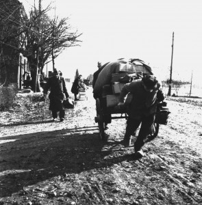 Krieg am Niederrhein Vluchtelingen in het Nederlands-Duitse grensgebied in het voorjaar van 1945.